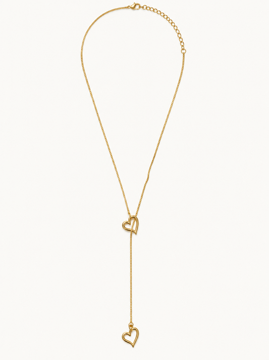 Tethered Hearts Necklace - 18K Gold Filled