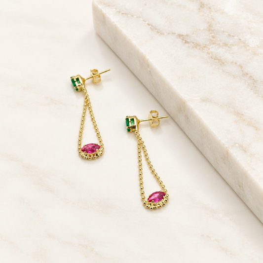 Emerald Blush Earrings - 18K Gold Filled