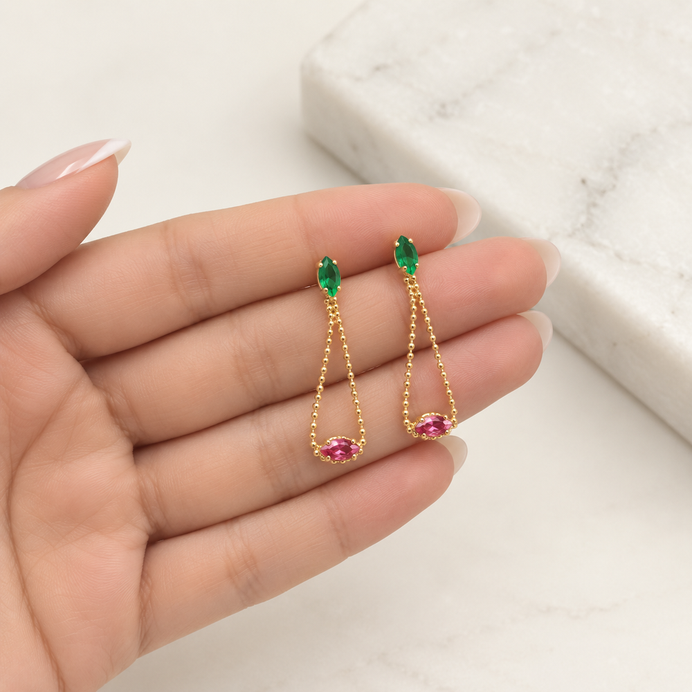 Emerald Blush Earrings - 18K Gold Filled