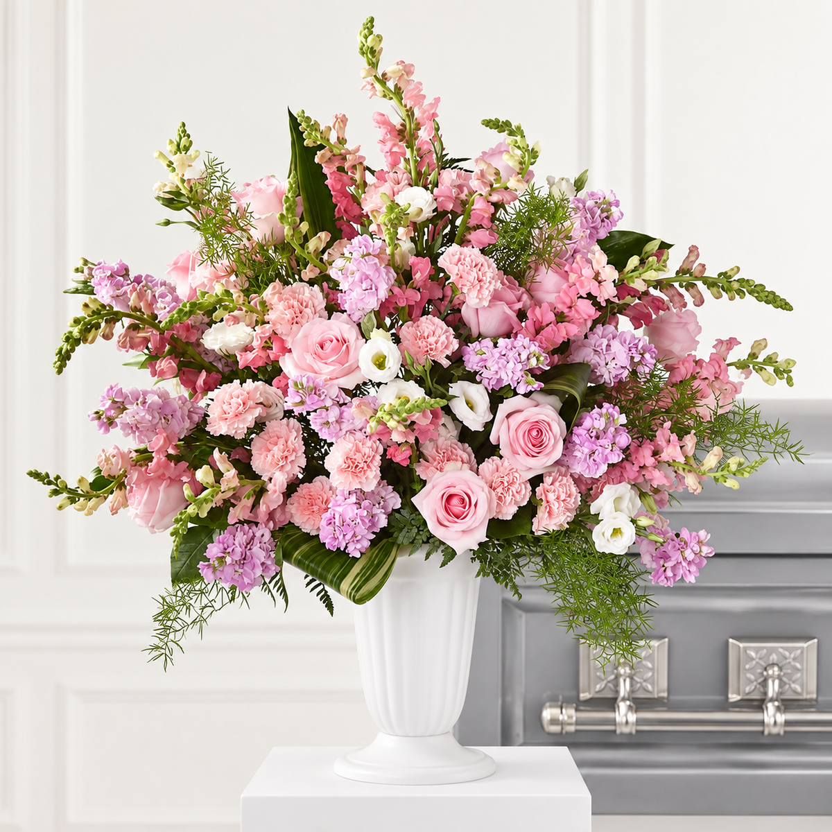 Rosy Remembrance Sympathy Pedestal - Customize