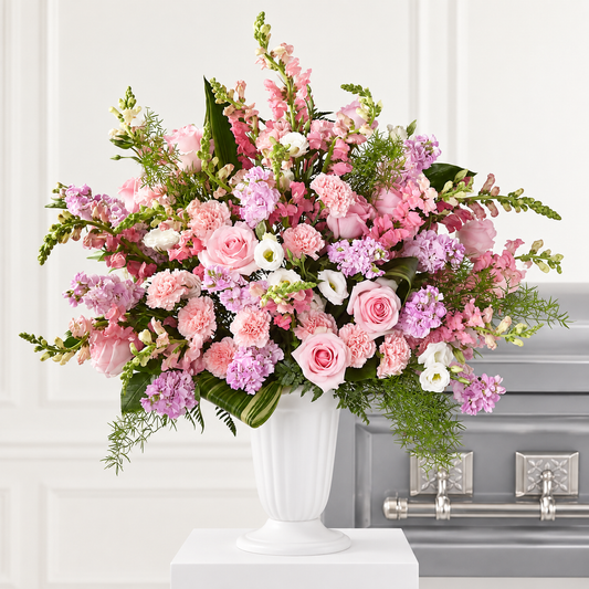 Rosy Remembrance Sympathy Pedestal - Customize