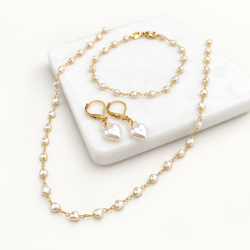 Hearts of Pearl Set or Individual Pieces - 18K Gold Filled
