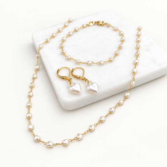 Hearts of Pearl Set or Individual Pieces - 18K Gold Filled