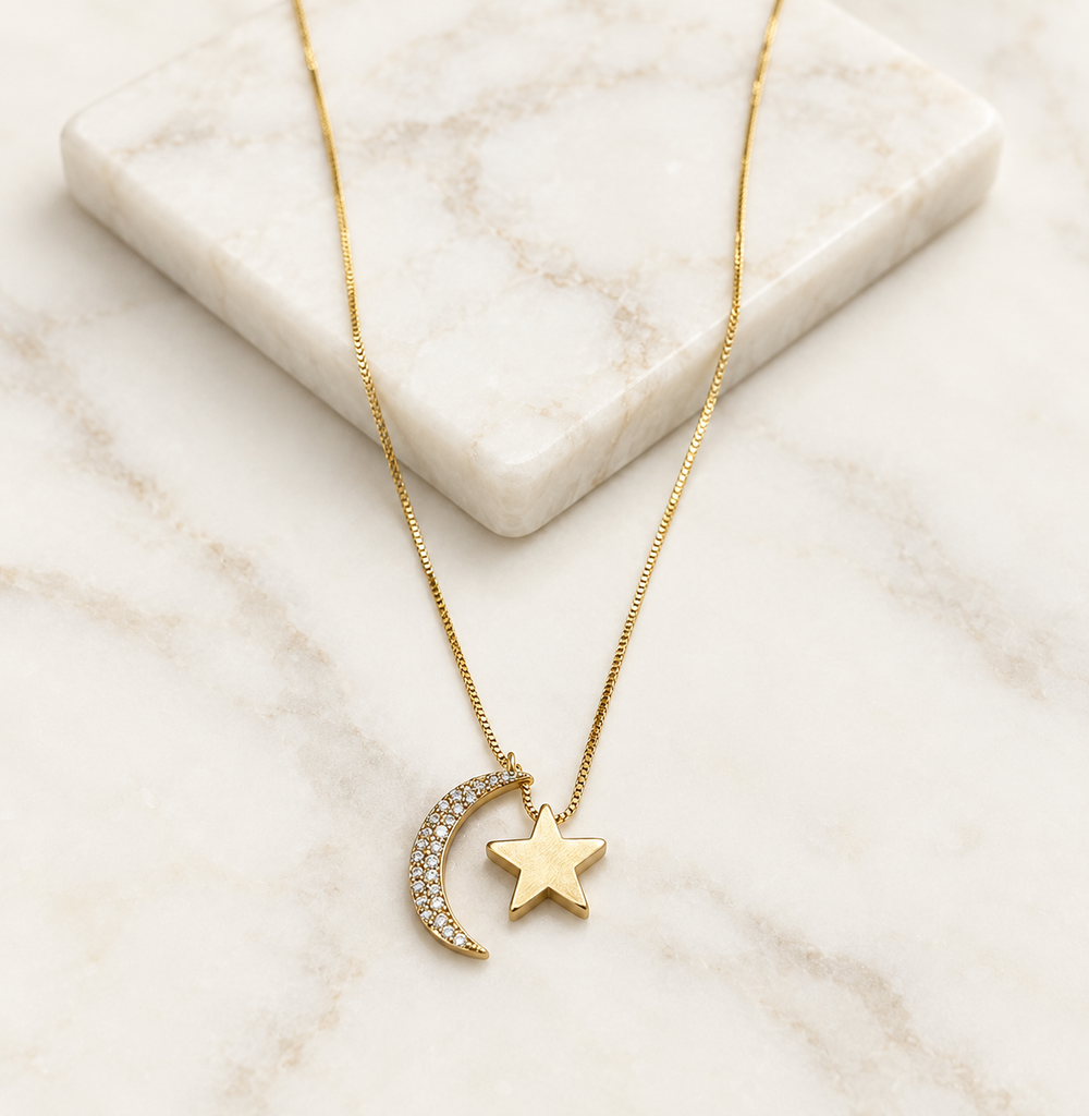 Moon & Star Keepsake Set or Individual Pieces - 18K Gold Filled